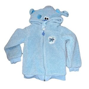 Nickelodeon Blues Clues &‎ You jacket Toddler 4T Plush Hoodie Blue Zip Up Retro